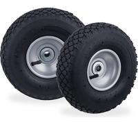 8 roues de diable 3.00-4, roue complète à pneumatique avec jante en acier, pour axe de 16 mm, 100 kg, roue de secours, noir-gris