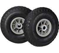 8 roues de diable 3.00-4, roues de secours, à air, jusqu'à 80 kg, jante en plastique, 260 x 85 mm, jeu de roues, noir-gris
