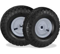 8 roues de diable 4.1/3.5-4, roues de rechange à pneumatiques, pour axe de 16 mm, 136 kg, jante en acier, 260 x 85 mm, noir-gris