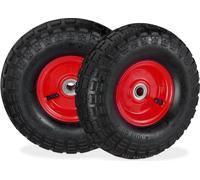 8 roues de diable 4.1/3.5-4, roues de rechange à pneumatiques, pour axe de 16 mm, charge maximale de 136 kg, jante en acier, 260 x 85 mm, noir et rouge