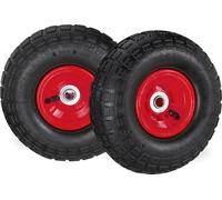 8 roues de diable 4.1/3.5-4, roues de rechange à pneumatiques pour chariots à main, pour axe de 16 mm, 136 kg, 260 x 85 mm, noir et rouge