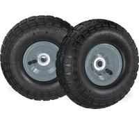 8 roues de diable 4.1/3.5-4, roues de rechange à pneumatiques pour chariots à main, pour axe de 16 mm, 136 kg, 260 x 85 mm, noir-gris