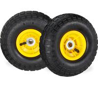 8 roues de diable 4.1/3.5-4, roues de rechange à pneumatiques pour chariots à main, pour axe de 16 mm, 136 kg, 260 x 85 mm, noir et jaune