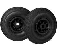 8 roues pour diable, 3.00-4, à pneumatiques, roue de secours avec jante en plastique, 260 x 85 mm, diamètre de l'axe 25 mm, roue complète, noire