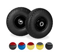 8 roues pour diable, pneus en caoutchouc plein anti-crevaison, jante en acier 3.00-4", axe de 20 mm, charge maximale de 100 kg, roue de secours 260 x 85 mm, noir