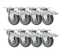 8 roulettes pivotantes 100 mm en caoutchouc TPR et acier 100 x 31