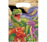 8 Sacs cadeaux en plastique anniversaire Dinosaures 16 x 22 cm
