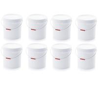 8 seaux de 30 litres, adaptés au contact alimentaire, avec couvercle - Blanc