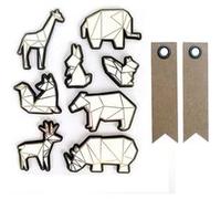 8 stickers 3D animaux du zoo 6 cm + 20 étiquettes kraft Fanion Multicolore G