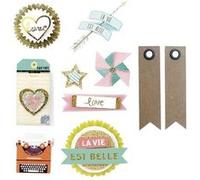 8 stickers fun effet 3D 5 cm + 20 étiquettes kraft Fanion Multicolore G