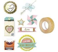 8 stickers fun effet 3D 5 cm + masking tape doré à paillettes 5 m Multicolore G