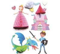 8 Stickers Princesse Et Chevalier Effet 3d Alveoles 70mm