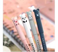 8 stylos effaçables mignons Kawaii dessin animé animal chat cochon ours panda stylo gel effaçable étudiant (encre noire)