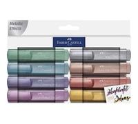 Faber-Castell 154625 - Set de surligneurs TL 46, étui de 8, couleurs métalliques, avec pointe biseautée durable, largeur de trait 1 - 5 mm