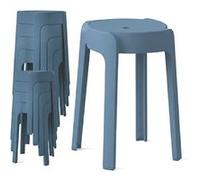 8 Tabourets Gigognes empilables BM HOME TAB-BLEU-FONCE en plastique, légers pour la maison salle de uisine, jardin
