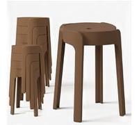 8 Tabourets Gigognes empilables BM HOME TAB-MARRON en plastique, légers pour la maison salle de uisine, jardin