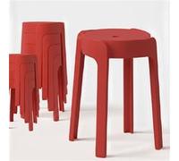 8 Tabourets Gigognes empilables BM HOME TAB-ROUGE en plastique, légers pour la maison, salle de uisine, jardin