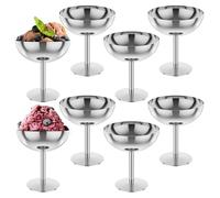 8 verres à glace en acier inoxydable avec base, capacité de 200 ml, adaptés au lave-vaisselle