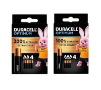 8 x Duracell Optimum AA + AAA (1 blister de 4 piles AA + 1 blister de 4 piles AAA) 8 piles (MX2400/MINI STYLO/MICRO et MX1500/STYLO/MIGNON)
