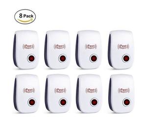 8 x Rpulsif Insectes Rongeurs Prise Anti-nuisibles Ultrasons Anti Moustiques Rats electronique pour Maison Entrept Ateli HORLOGE