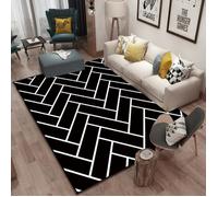 80*120cm Tapis d'entrée interieur absorbant antiderapant tapis de salon moderne Tapis salle de bain antiderapant pour chambre Noir
