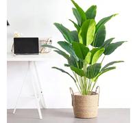 80/88 cm Grand arbre de banane artificiel, feuilles de palmier tropicales fausses, feuilles de paradis en plastique vert, feuilles de bambou à dos de tortue, convient pour la décoration de la maison, 