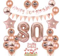 80 ans anniversaire décoration femme, bannière or rose 80 ans anniversaire guirlande 80 ans anniversaire femme ballons 80 ans anniversaire décoration gâteau 80 ans anniversaire 80 ans femme ballon
