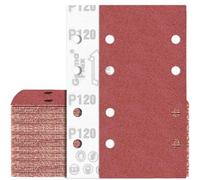 80 Feuilles Abrasif 93x185mm Grain 120 Papier de Verre 8 Trous Rectangulaire pour Ponceuse
