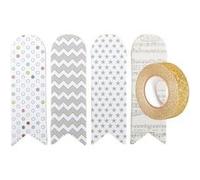 80 marque-page adhésifs blancs à motifs + masking tape doré à paillettes 5 m Multicolore G