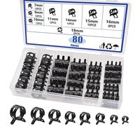 80 pièces colliers de serrage à bande à ressort kits d'assortiment collier de serrage pour tuyau d'aspiration en Silicone 7-18mm pince à Air basse pression (noir)