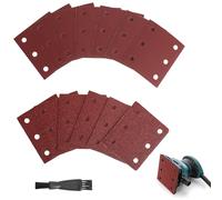 80 Pièces Papier Abrasif 115x101mm, Grains 40 60 80 100 120 180 240 320, Feuilles Abrasives 6 Trous pour Ponceuse Vibrante Multischleifer Compatible Makita BO4555 BO4561 DBO484Z pour Bois Métal