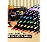 80 pièces/set Marqueurs acryliques haute brillance à liquide direct, stylos-gel, stylos de couleur à séchage rapide grande capacité, pour la rentrée scolaire, ensemble de stylos pour agenda DIY, set d