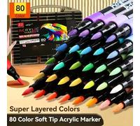 80 pièces/set Stylo marqueur acrylique à haute brillance à séchage rapide, stylo gel, grande capacité, ensemble de stylos de couleur pour l'art DIY, la peinture à la main, le dessin, les fournitures s
