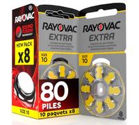 80 Piles pour appareils auditifs Rayovac Extra 10. - 10 Ampoules de 8 Piles