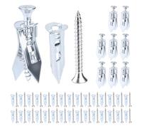 80 Set de Chevilles pour Plaques de Plâtre avec Vis Autoforeuse, Chevilles Autoperceuses en Métal avec Vis, Cheville Métalliques Fixations pour Plaques de Plâtre Cavités Béton Briques(40+40)