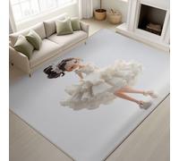 80 x 120 cm Gris Tapis Petite fille Robe blanche Perles Boucles d’oreilles Imprimé Cartoon 3D Plan rapproché Tapiss Jouet Rêve Mignon & Tapis antidérapant magique intégré pour Enfants Chambre