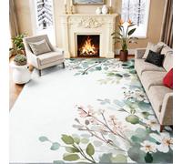 80 x 150 cm Moderne Campagne Léger Poil Ras Tapis Salon | Multicolore Aquarelle Plante Vigne Petite Fleur Imprimé Tapis, Douce Antidérapant Lavable pour Chambre