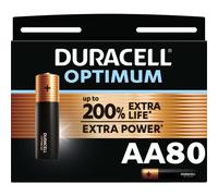 80 x piles alcalines AA Duracell Optimum - pack économique