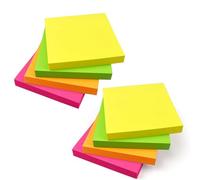 800 notes adhésives lumineuses 76 x 76 mm 8 blocs de 100 feuilles - Notes mémo colorées en jaune, rose, orange, vert ou pêche - Prise de notes, rappels, liste de contrôle