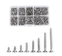 800PCS M2 Vis Autotaraudeuse, Vis à Tête Plate en Métal Vis à Bois Cruciforme Inox Vis à Bois Inox en Acier Inoxydable pour Cloison Sèche avec Boîte de Rangement Plate