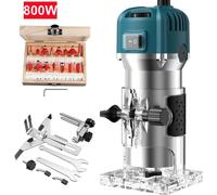 800W Fraiseuse de bord Electric Hand Défonceuse à bois 15pcs Set de fraises pour fentes de bois Décoration bricolage, découpe à l'arc électrique Bricolage