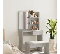 802808 vidaXL Coiffeuse avec miroir Gris béton 74,5x40x141 cm