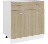 8077•|Meuble® UNIQUE BUFFET Bas haut Meuble Cuisine Armoire de plancher tiroir Chêne sonoma 80x46x81,5cm - Aggloméré,80 x 46 x 81,5c
