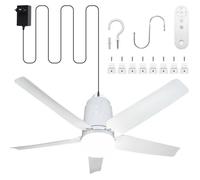 80Cm Ventilateur Plafond Exterieur Terrasse, Cordon D'Alimentation 5M | 3000-6500K Ultra Silencieux Ventilateur Plafond Avec Lumiere
