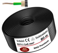 80m de câble de terre Câble de courant fort NYY-J 1x6 mm² Câble électrique OFC anneau