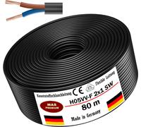 80m de câble flexible en plastique H05VV-F 2x1 noir Câble flexible pour appareils