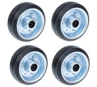 80mm 3" black rubber wheel with pressed steel centre 70kg - Set of 4