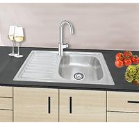 80x50cm évier inox 304 18/8 0,8mm, évier en acier inoxydable 1 Bac,Évier de cuisine,Brossé Rectangle (Égouttoir à gauche)