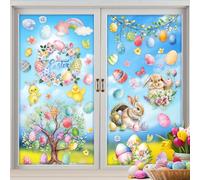 81 Pièces Stickers Fenêtre de Paques, Décorations de Pâques, Stickers Oeufs de Paques, Autocollants Lapin de Pâques, Autocollants en Verre pour le Jour de Pâques