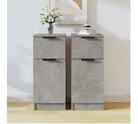 811124 vidaXL Buffets 2 pcs Gris béton 30x30x70 cm Bois d'ingénierie